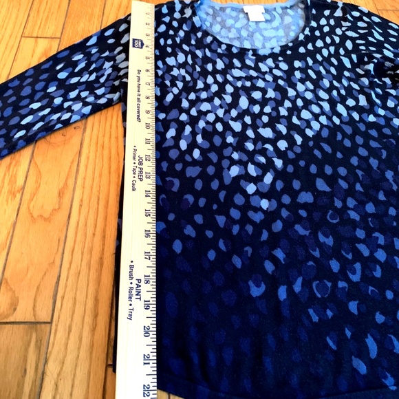 CHICOS Pullover Sweater Women Small Blue Polka Dots Rayon Blend ombre classic - Picture 2 of 9
